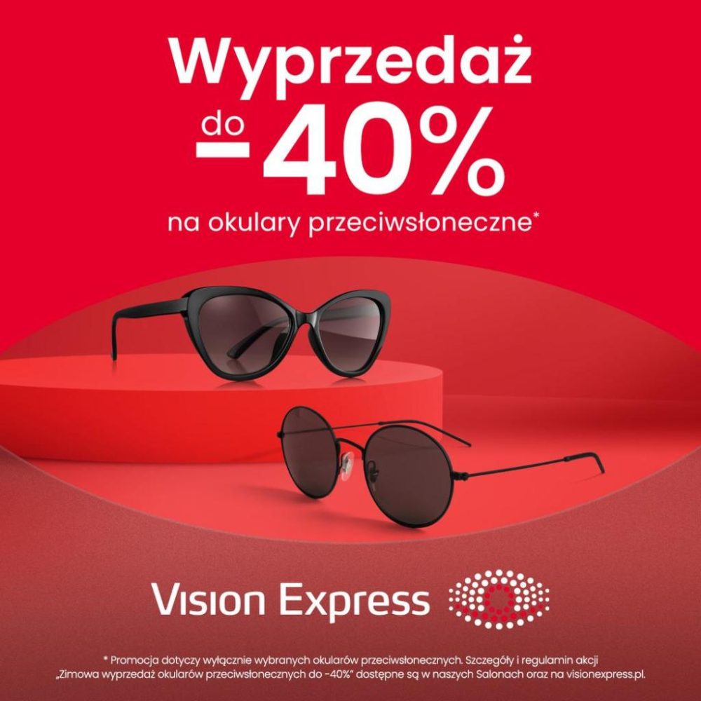 grafika prezentująca wyprzedaż zimowych okularów przeciwsłonecznych